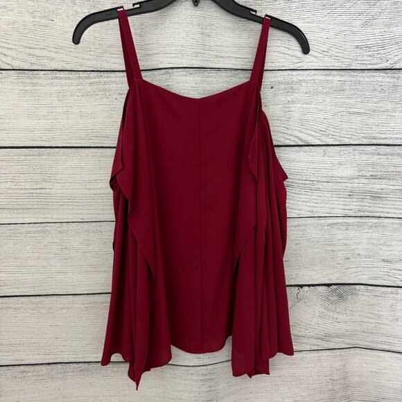BCBGMaxazria Burgundy Cold Shoulder Top Size XS - Picture 3 of 3